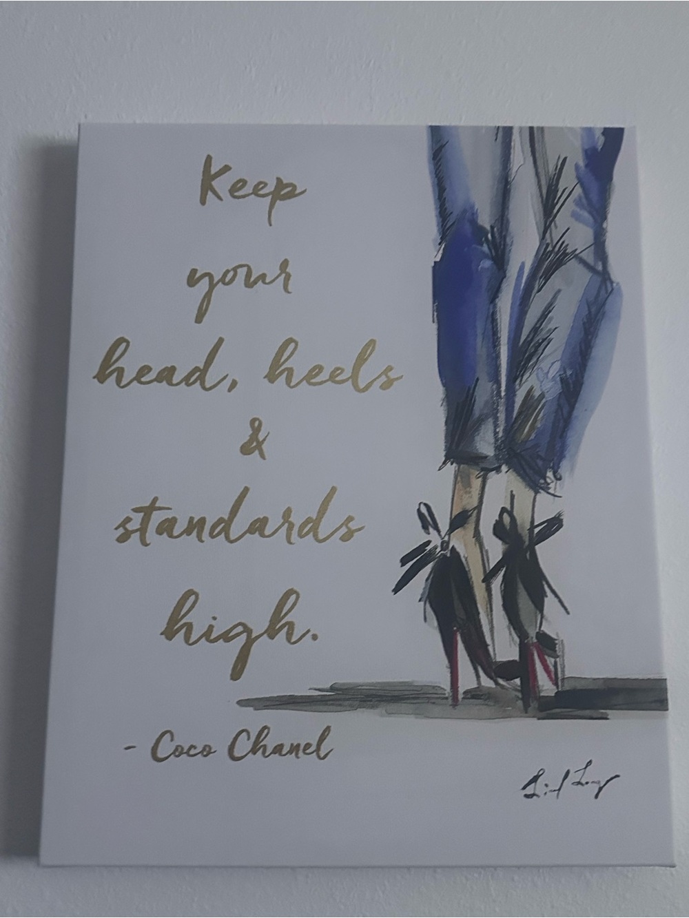 CHANEL Fashion Quote Art in Blue, Black, Gold